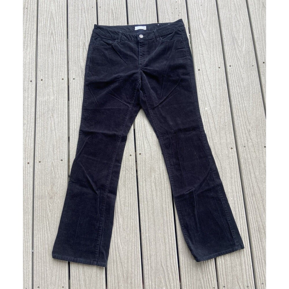 LOFT Womens Size 12 Black Corduroy Pants Curvy Bootcut Stretch 5 Pocket
